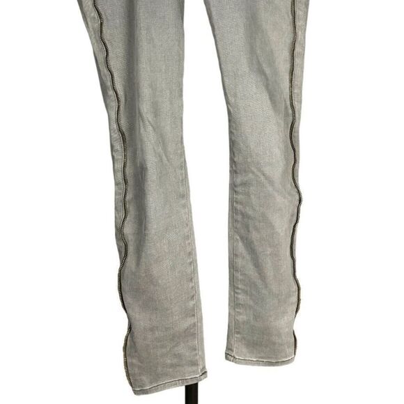 Frame Thatcher Le Skinny de Jeanne Size 27 Zipper Trimmed Gray Wash Jeans Ankle - Picture 5 of 12